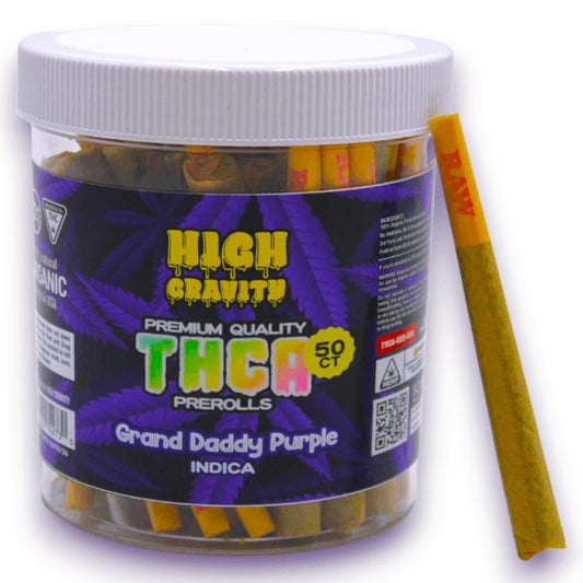 HIGH GRAVITY 50CT PRE-ROLL JARS GRAND DADDY PURPLE (INDICA) 725272742730