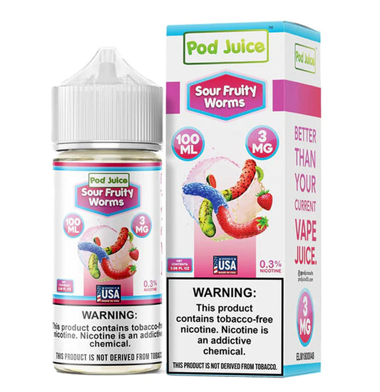 POD JUICE E-LIQUID 100ML SOUR FRUITY WORMS 3MG 100003063085