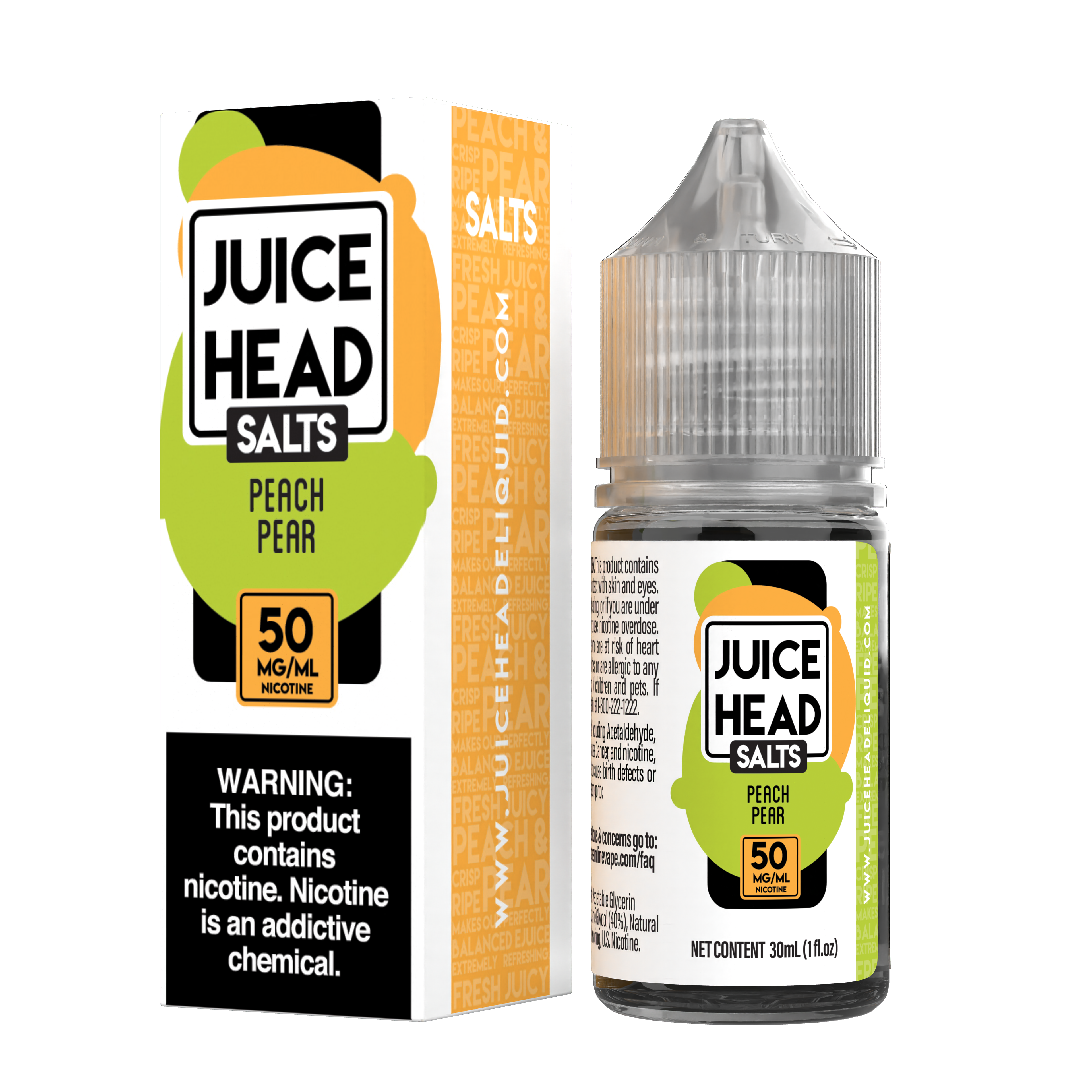 Juice Head Salt 30ml - PEACH PEAR 50MG E-JUICE 30ML -