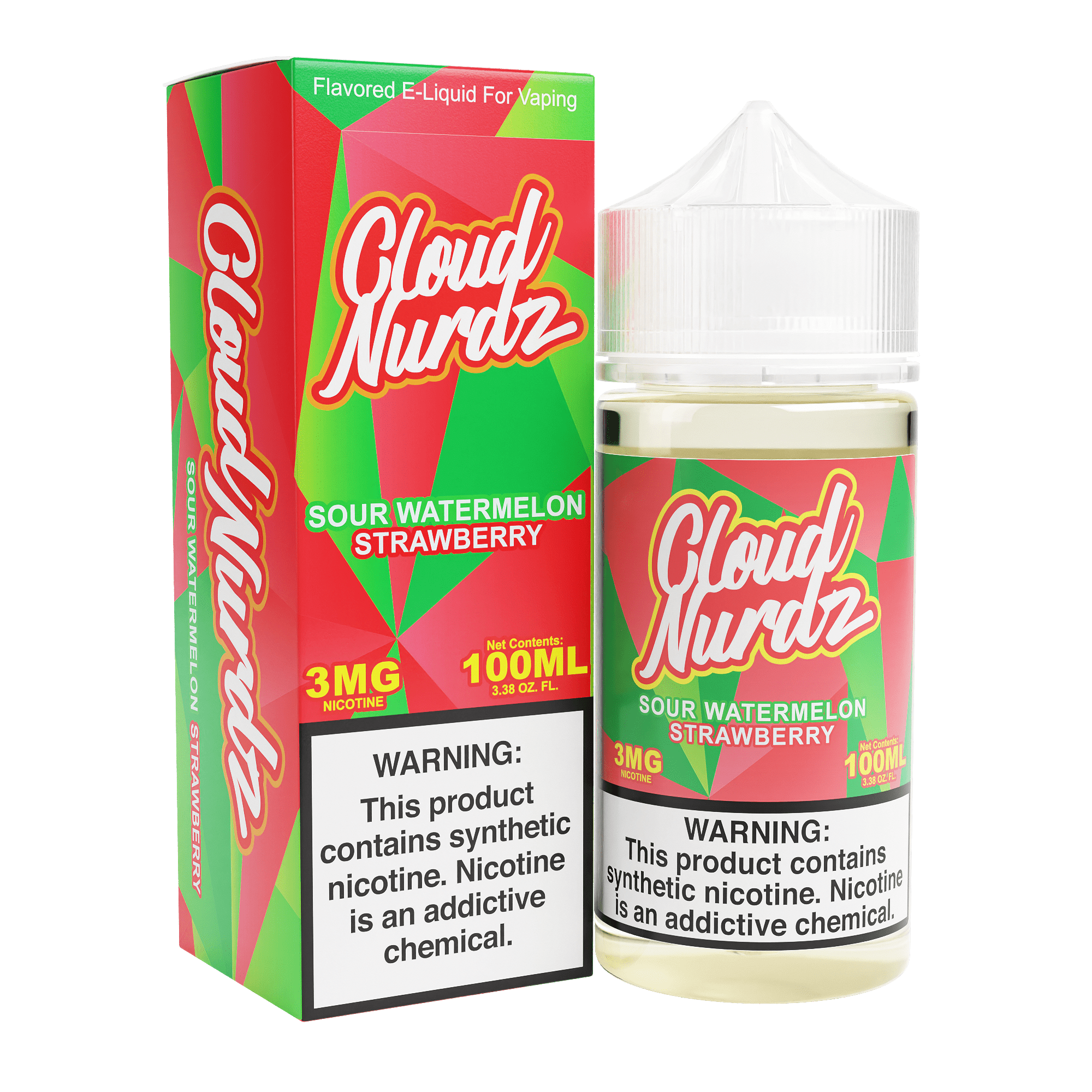 CLOUD NURDZ 100ML E-JUICE - SOUR WATERMELON STRAWBERRY