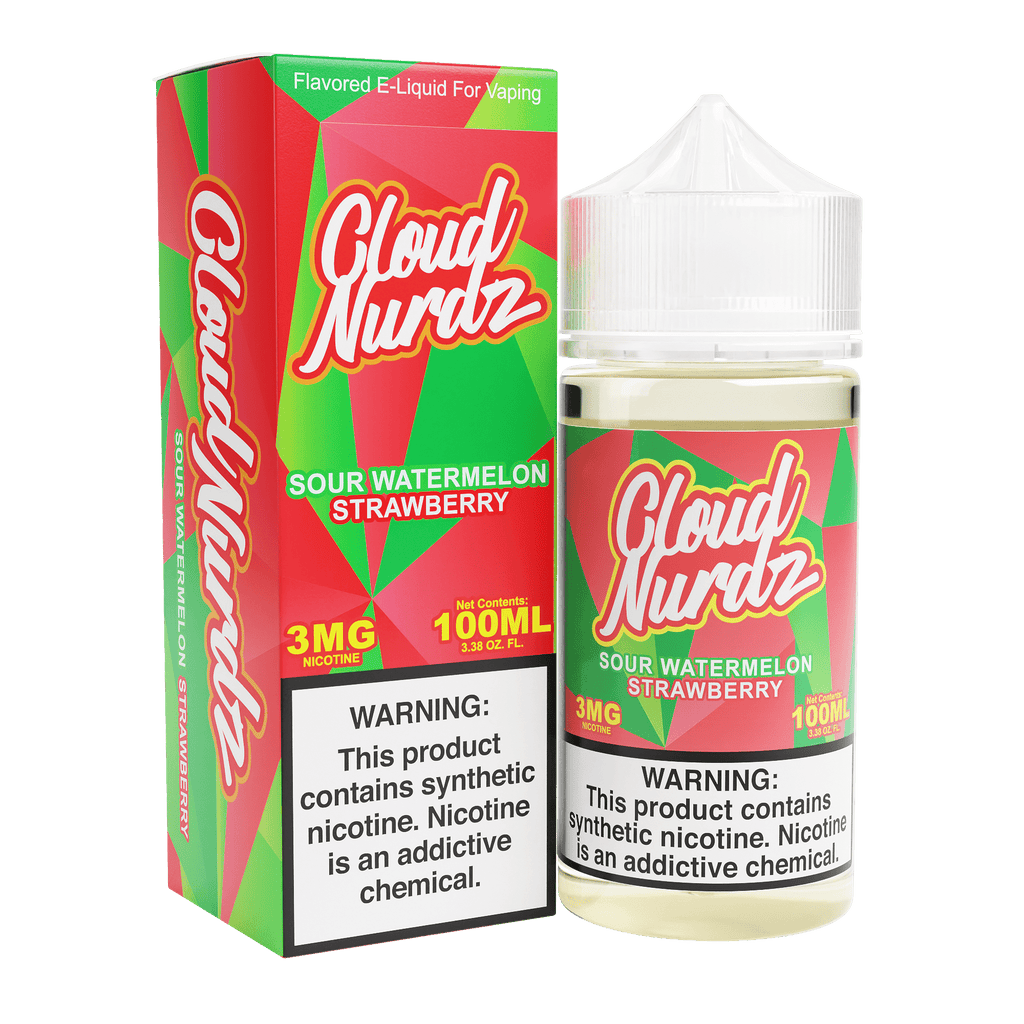 CLOUD NURDZ 100ML E-JUICE - SOUR WATERMELON STRAWBERRY