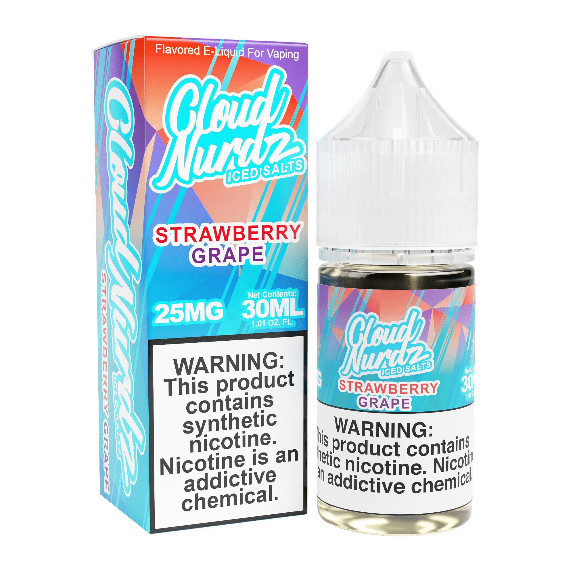 CLOUD NURDZ 30ML SALT E-LIQUID - GRAPE STRAWBERRY ICED