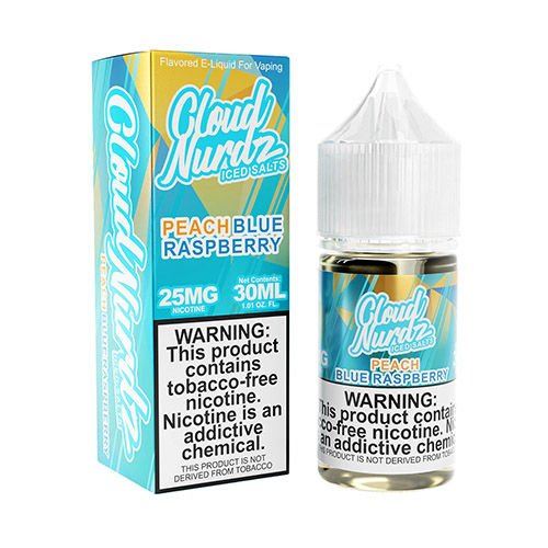 CLOUD NURDZ 30ML SALT E-LIQUID - PEACH BLUE RASPBERRY ICED