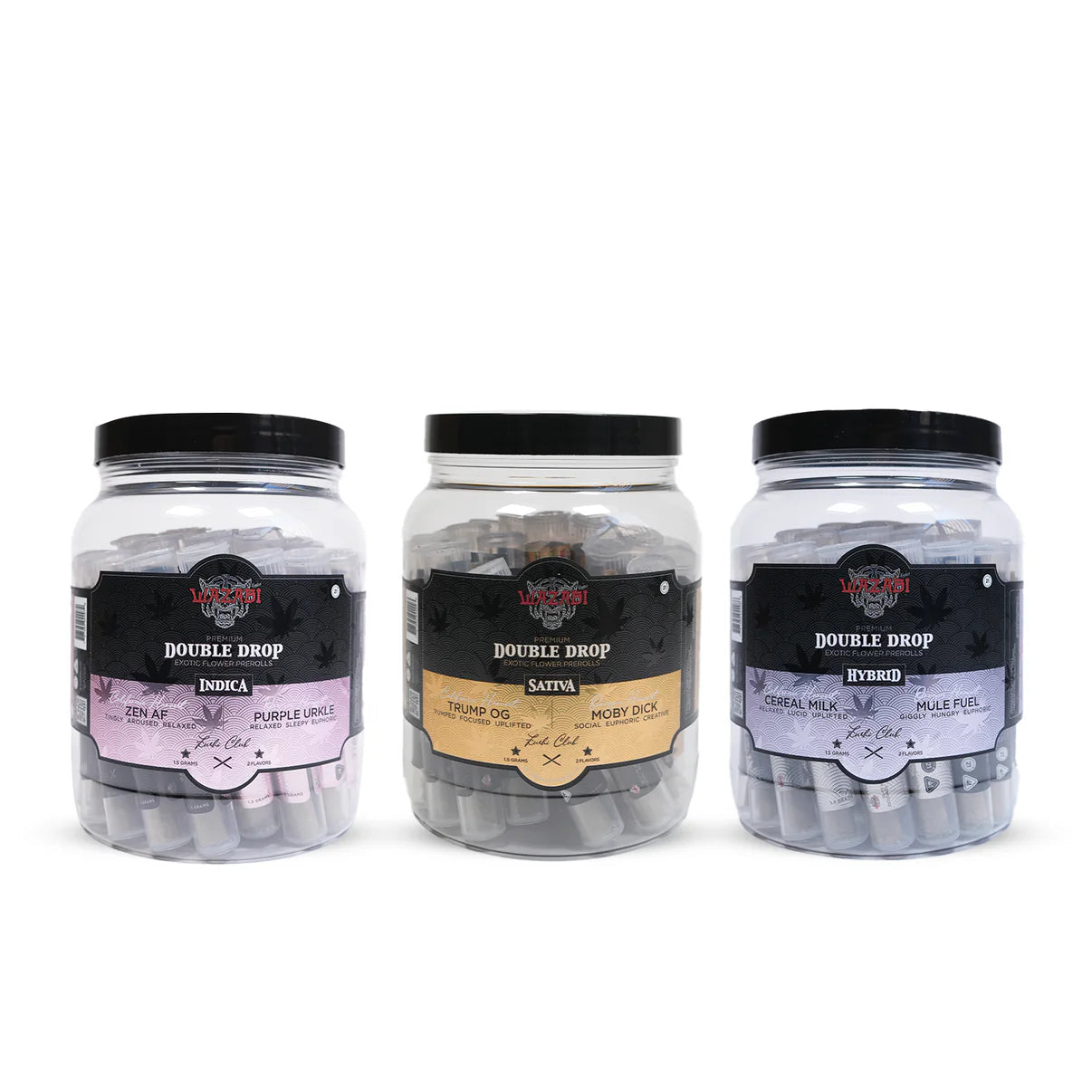 WAZABI EXOTICS DOUBLE DROP THC-A PRE ROLLS 1.5G EACH (30CT JAR)