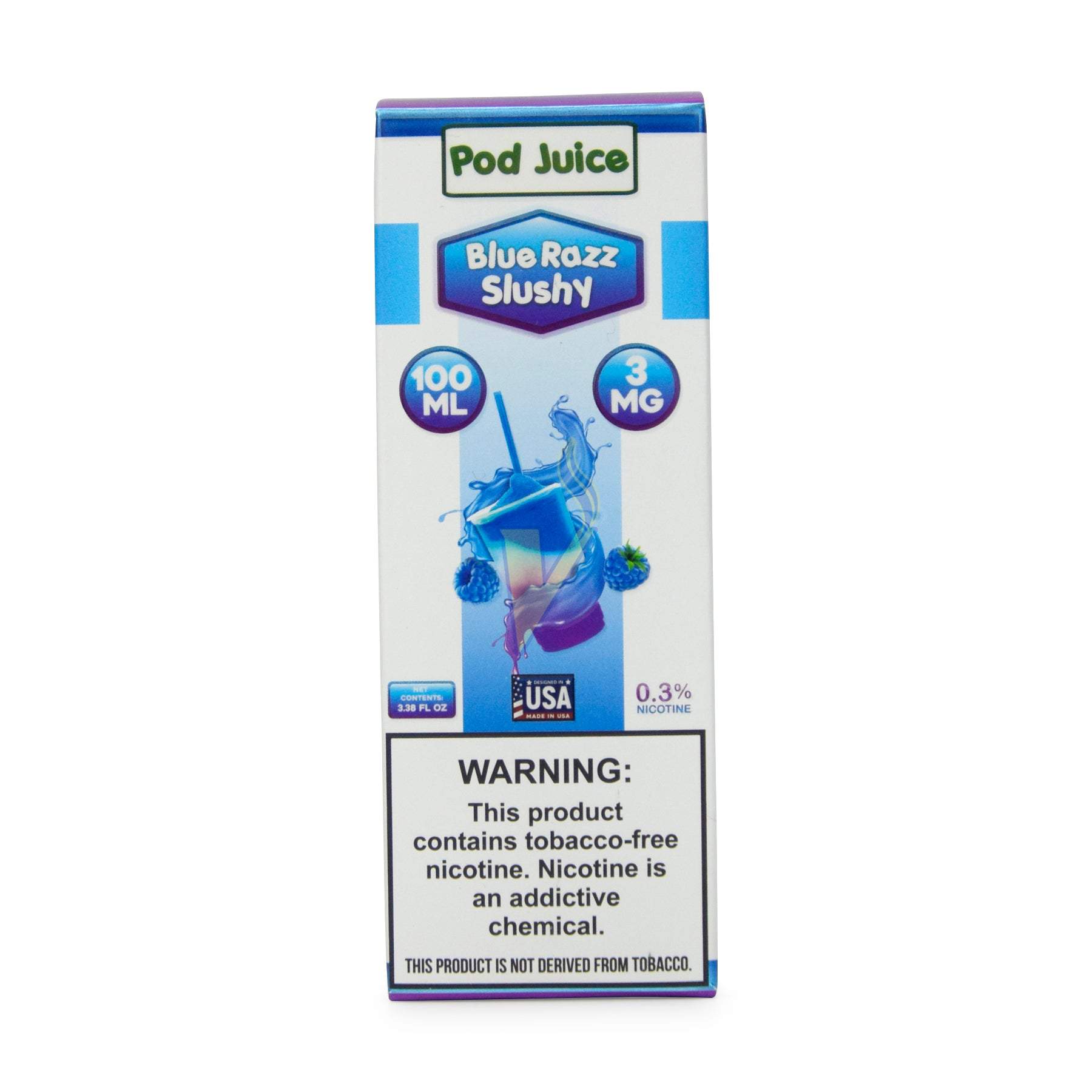 POD JUICE E-LIQUID 100ML BLUE RAZZ SLUSHY 3MG 100003061739