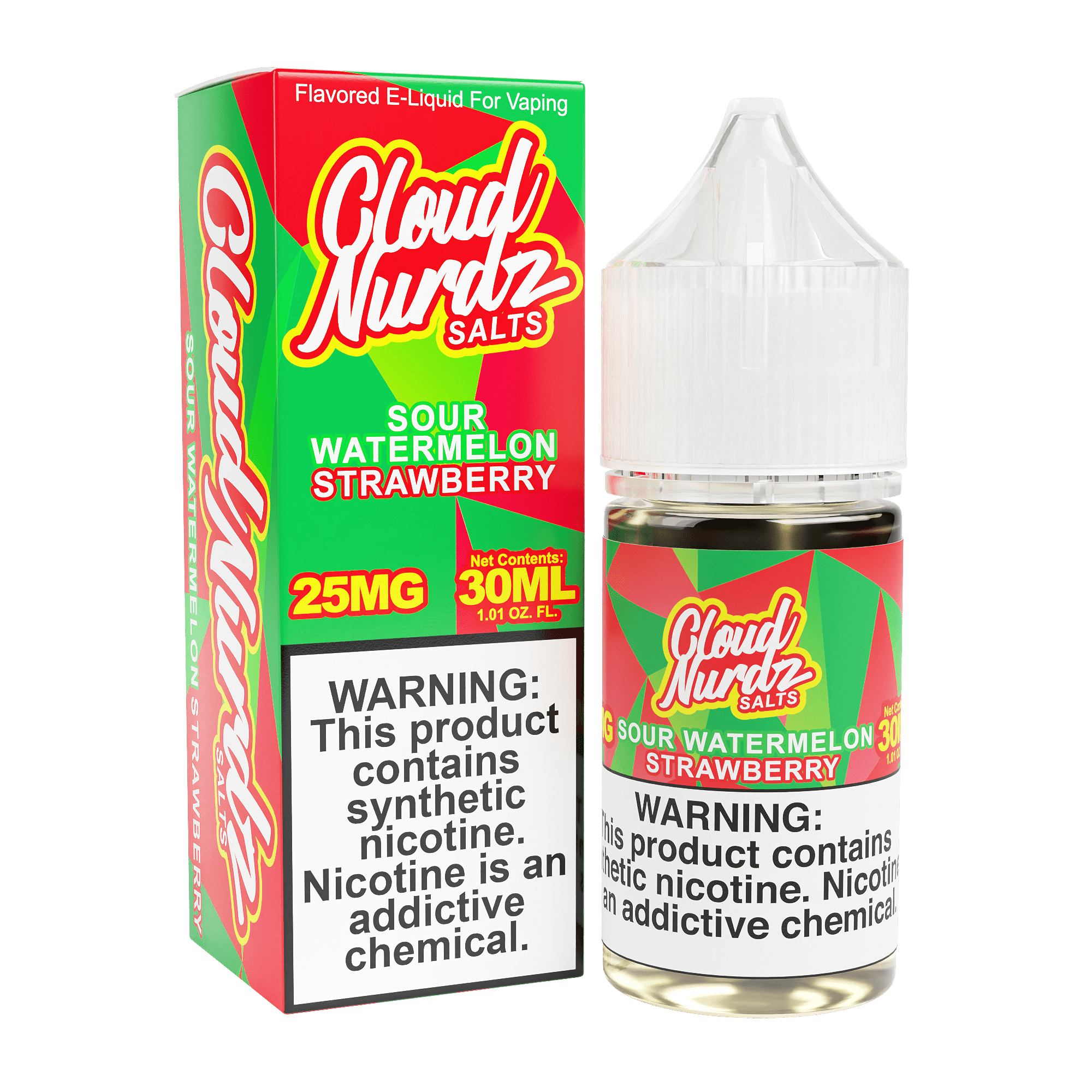CLOUD NURDZ 30ML SALT E-LIQUID - SOUR WATERMELON STRAWBERRY