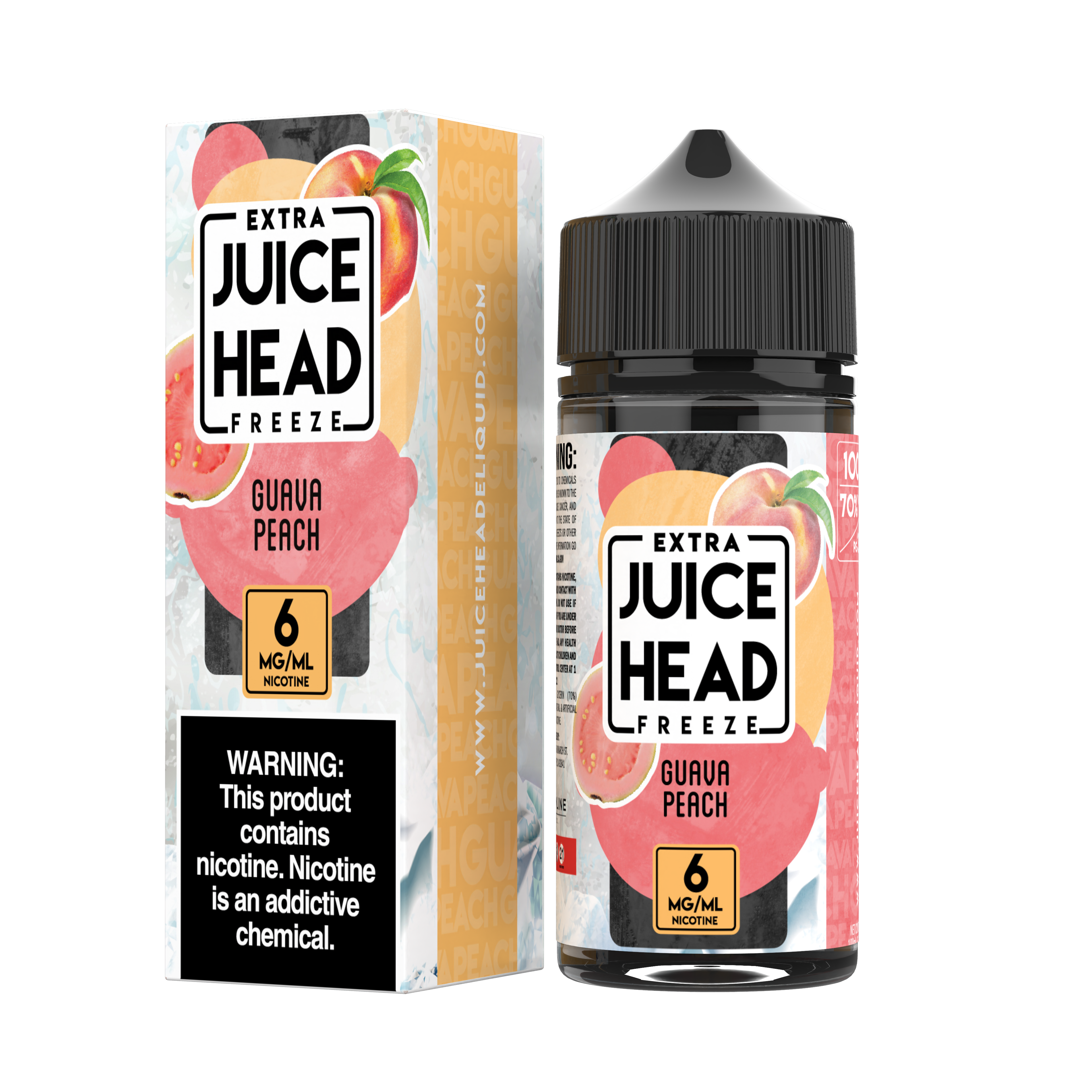 Juice Head Freeze 100ml - GUAVA PEACH 6MG E-JUICE 100ML -