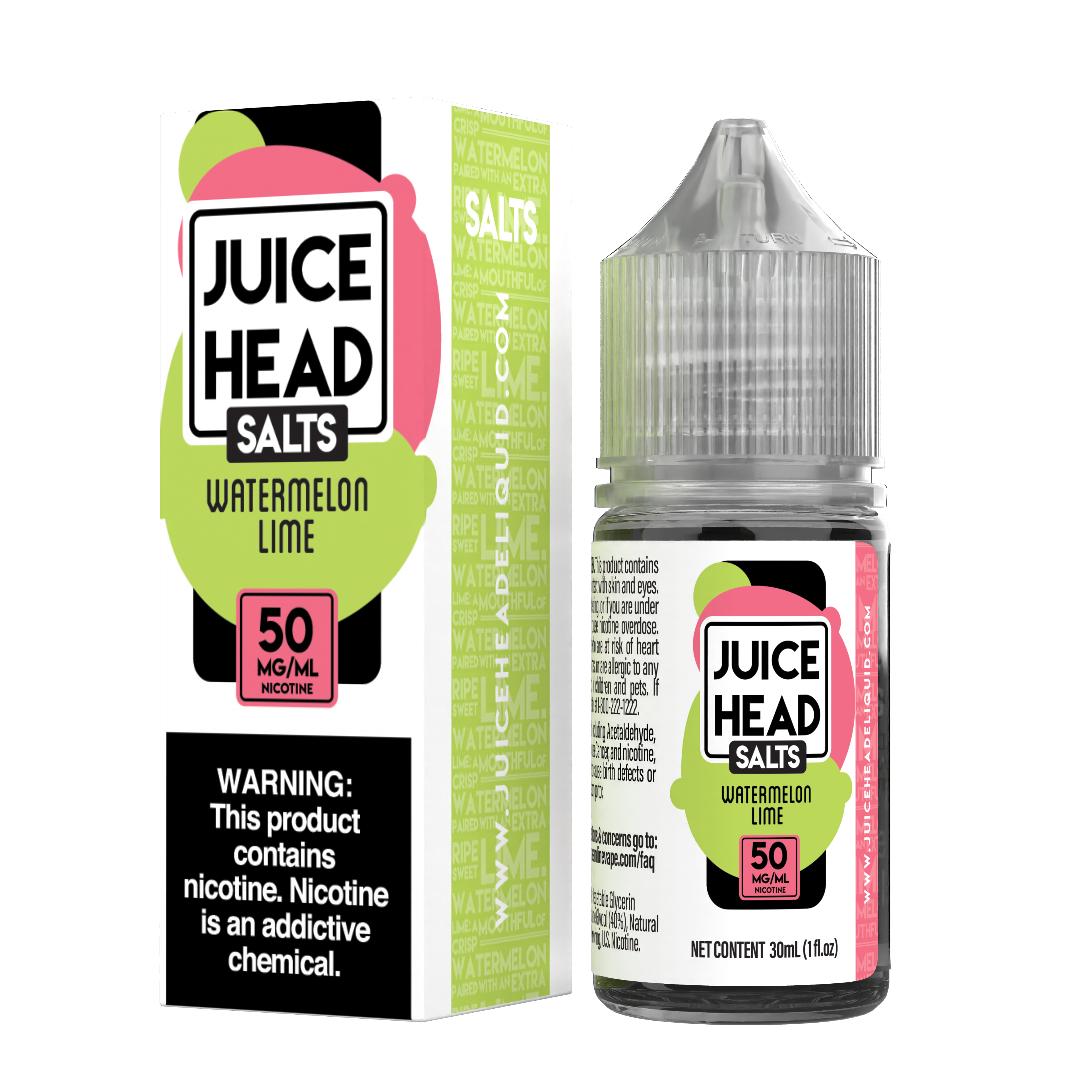 Juice Head Salt 30ml - WATERMELON LIME 50MG E-JUICE 30ML -