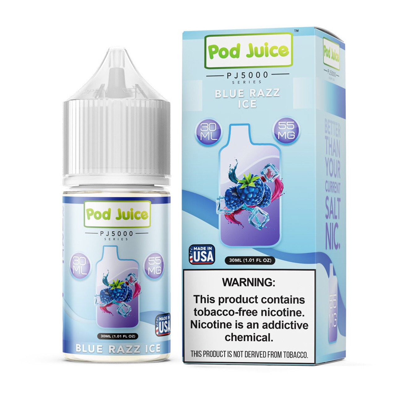 POD JUICE PJ5000 SERIES SALT NIC 30ML BLUE RAZZ ICE 55MG 305535380000